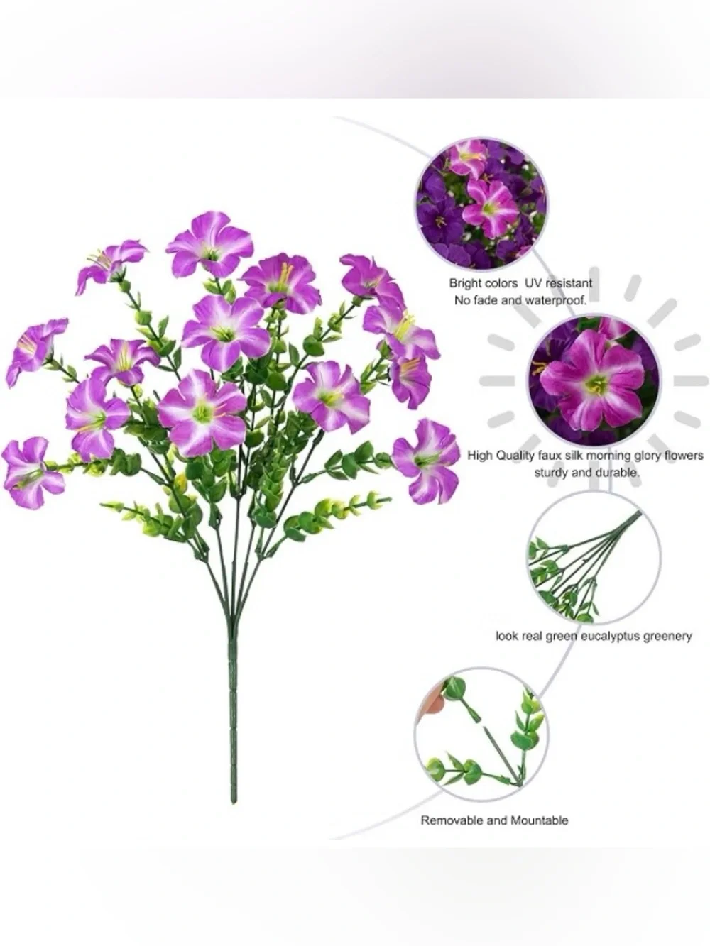20 Bundles Faux Morning Glory Artificial Flowers for Outdoors, SEALED PACKAGE